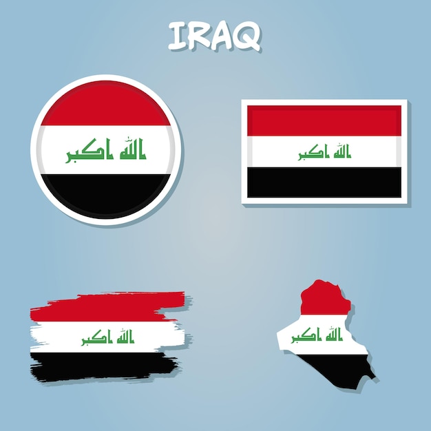 Ilustración vectorial del mapa de Irak con bandera