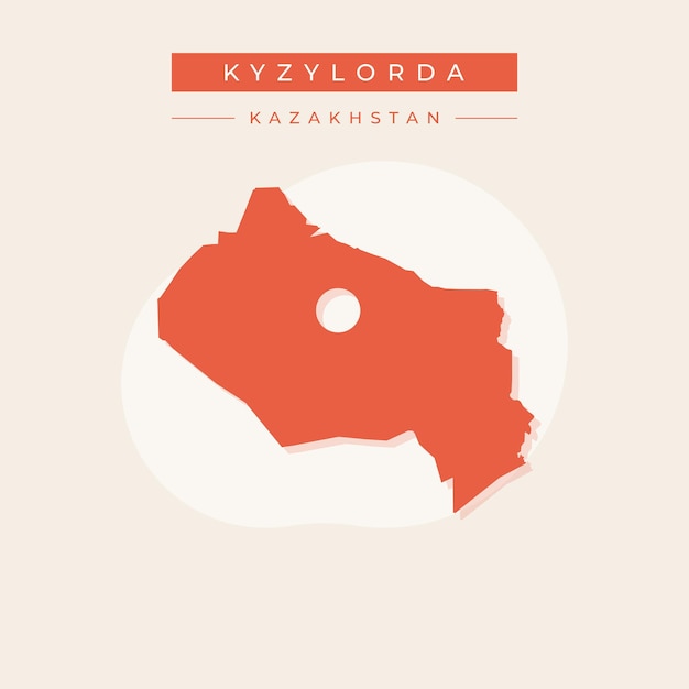 Ilustración vectorial del mapa de Kyzylorda Kazajstán