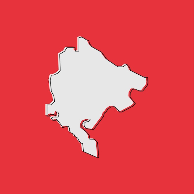 Ilustración vectorial del mapa de montenegro sobre fondo rojo.