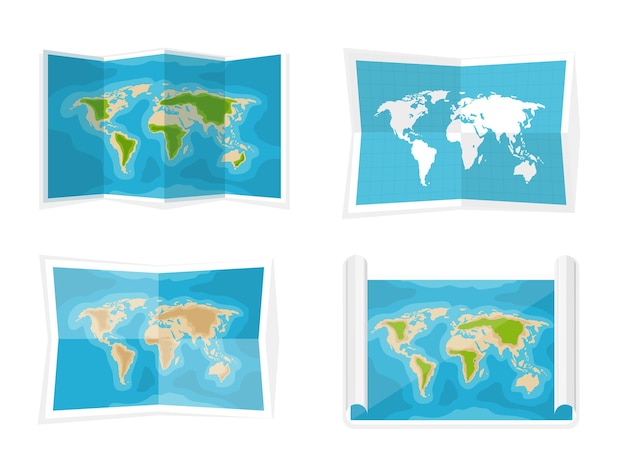 Ilustración vectorial del mapa del mundo navegación África Antártida Australia Eurasia América del Norte