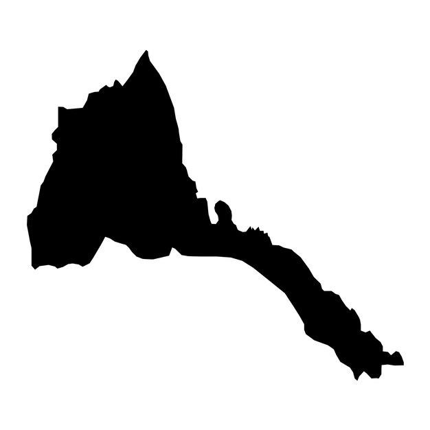 Ilustración vectorial del mapa negro de Eritrea sobre fondo blanco.