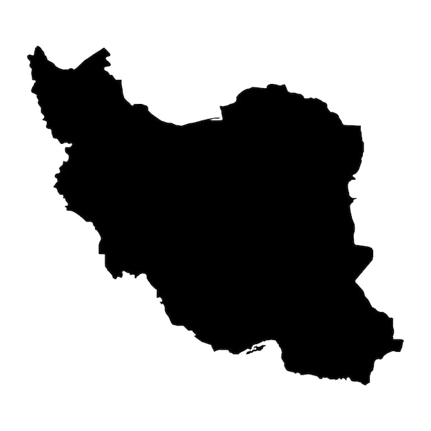 Ilustración vectorial del mapa negro de Irán sobre fondo blanco.