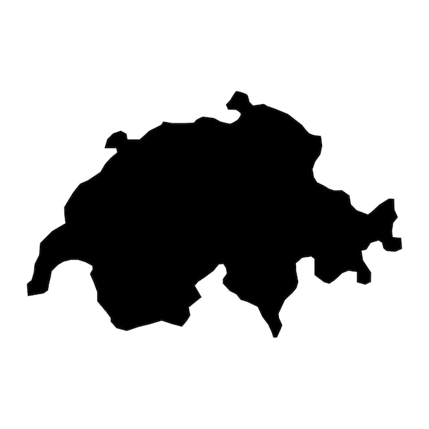 Ilustración vectorial del mapa negro de Suiza sobre fondo blanco.