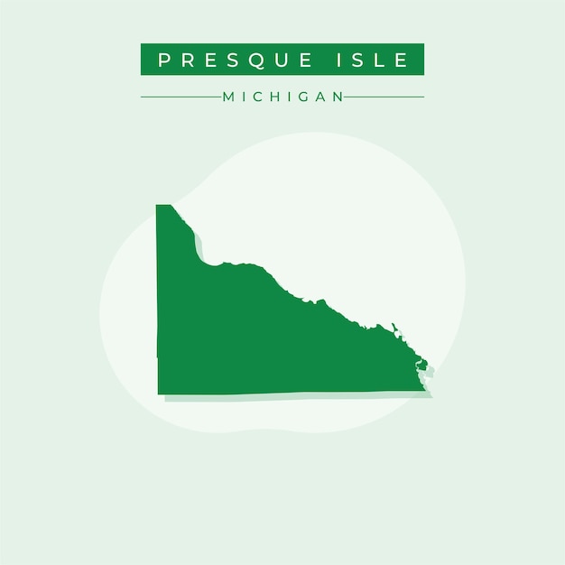 Ilustración vectorial del mapa de Presque Isle en el estado de Michigan
