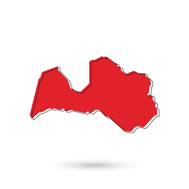 Ilustración vectorial del mapa rojo de Letonia sobre fondo blanco.