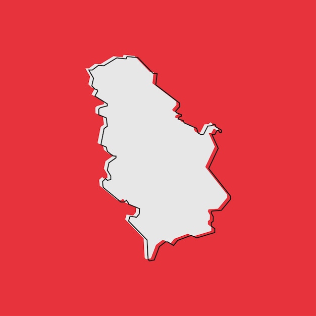 Ilustración vectorial del mapa de serbia sobre fondo rojo.