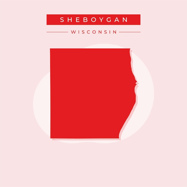 Ilustración vectorial del mapa de Sheboygan en el estado de Wisconsin