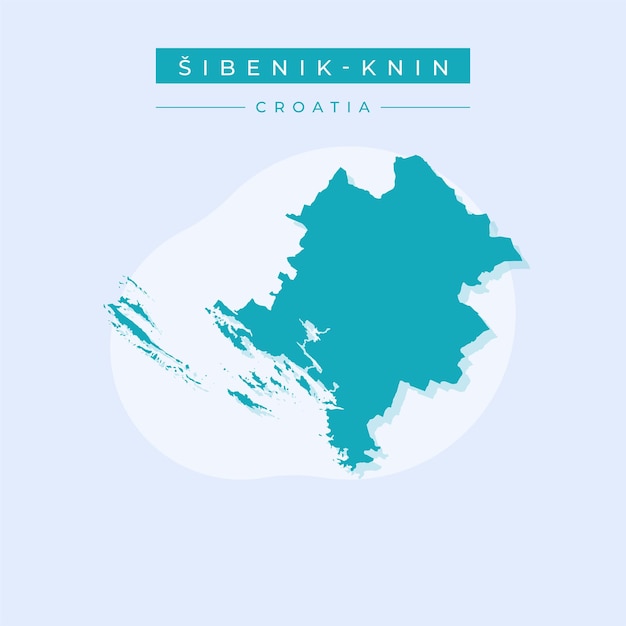 Ilustración vectorial del mapa de SibenikKnin de Croacia