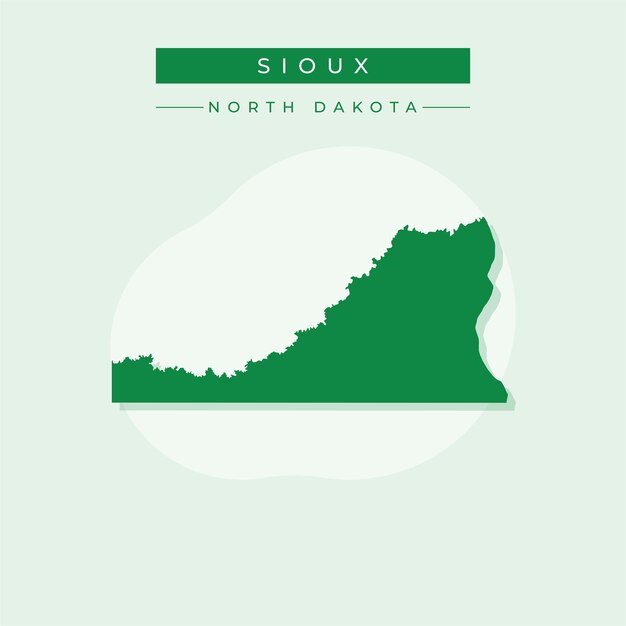 Ilustración vectorial del mapa Sioux de Dakota del Norte