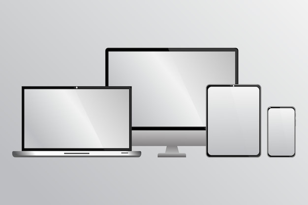 Ilustración vectorial de maquetes de dispositivos electrónicos realistas