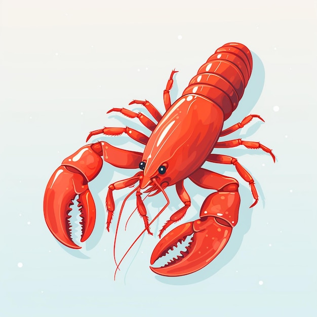 Ilustración vectorial mar océano langosta mariscos alimentos animales aislados diseño restaurante concha