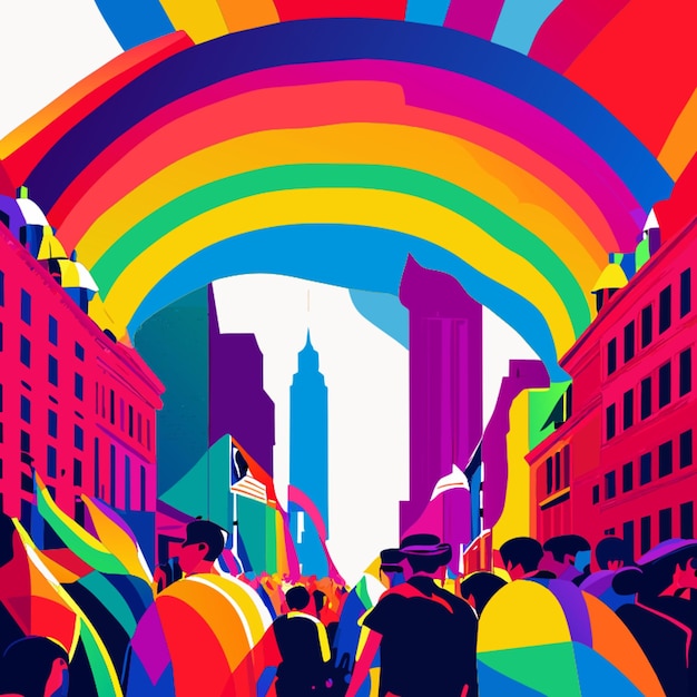 Ilustración vectorial de la marcha del orgullo de la ciudad de Nueva York