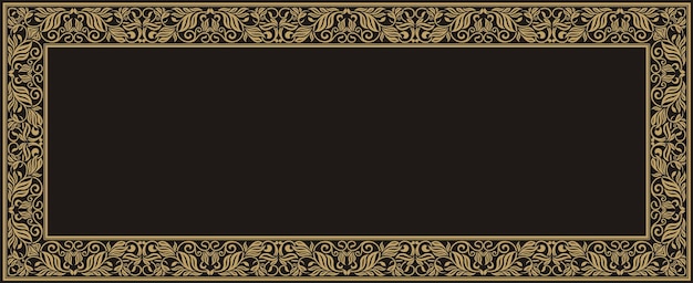 Ilustración vectorial para el marco de diseño de ornamentos de patrón dorado rectangular