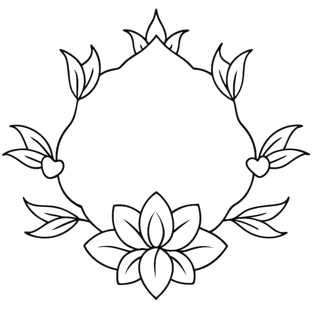 Ilustración vectorial del marco floral del círculo de adorno dibujado a mano