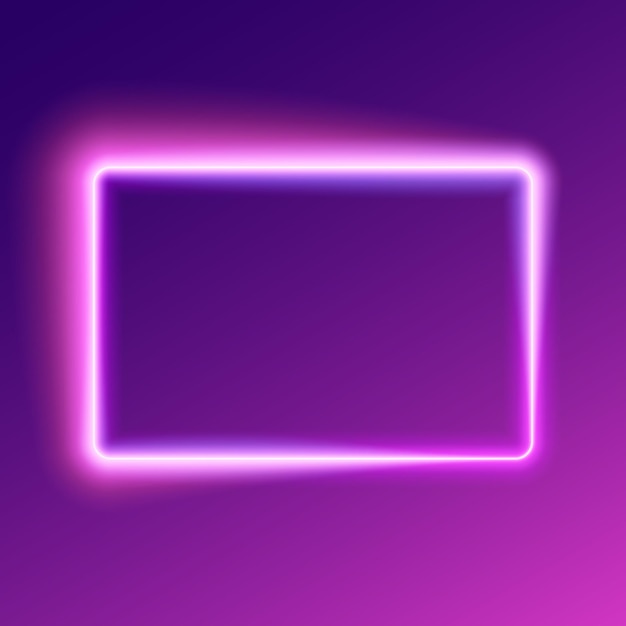 Ilustración vectorial del marco rectangular brillante de fondo de neón