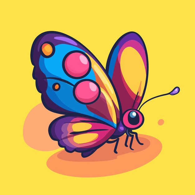 Ilustración vectorial de una mariposa encantadora que se desliza a través de una brisa cálida