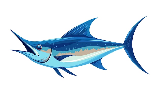Ilustración vectorial del marlín azul aislado en el fondo