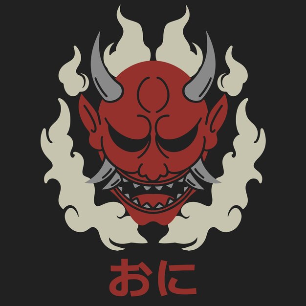 ILUSTRACIÓN VECTORIAL DE MÁSCARA ONI JAPONESA