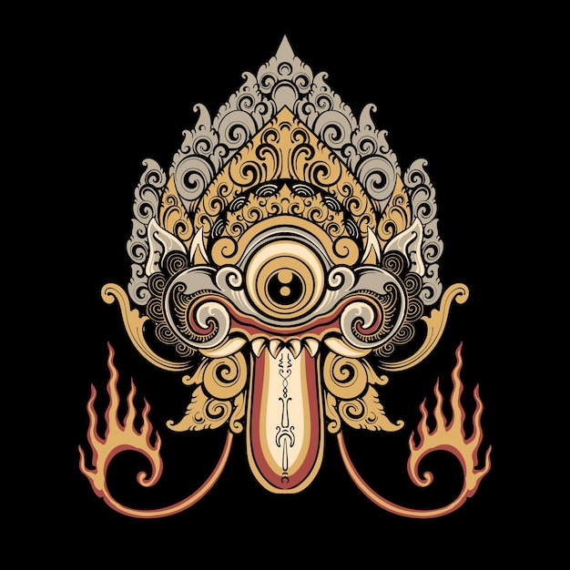 Ilustración vectorial de la máscara tradicional balinesa