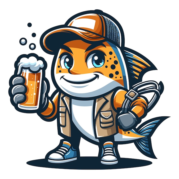 Ilustración vectorial de la mascota amberjack en fondo blanco