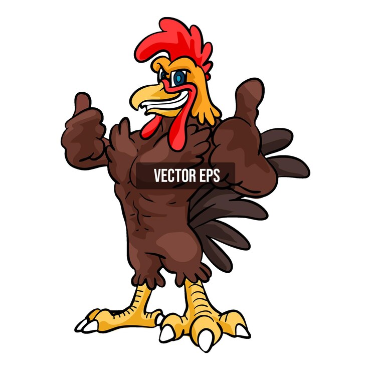 Ilustración vectorial de la mascota animal del pollo marrón