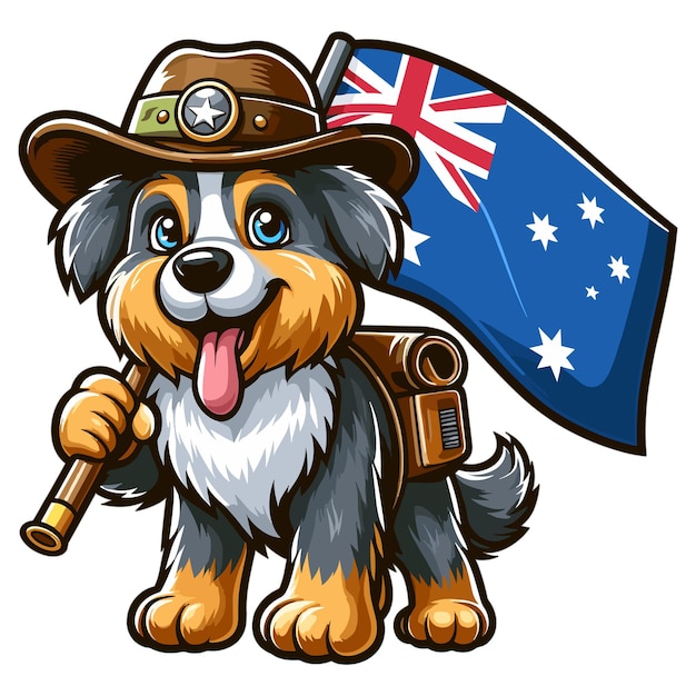 Ilustración vectorial de la mascota de aussiedor en fondo blanco