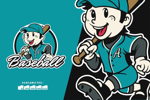 Vector ilustración vectorial de la mascota del béisbol de cute boy
