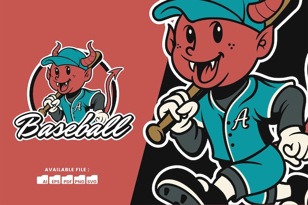 Vector ilustración vectorial de la mascota del béisbol del diablo