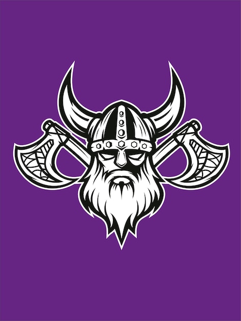 Ilustración vectorial de la mascota de la cabeza vikinga