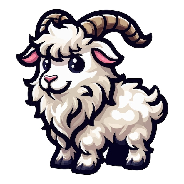 Vector ilustración vectorial de la mascota de la cabra de angora sobre un fondo blanco