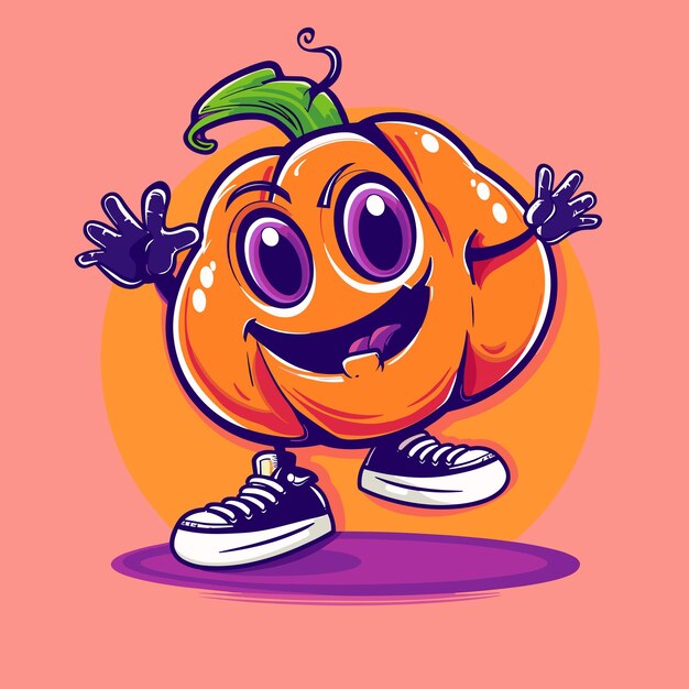 Vector ilustración vectorial de la mascota de la calabaza de dibujos animados