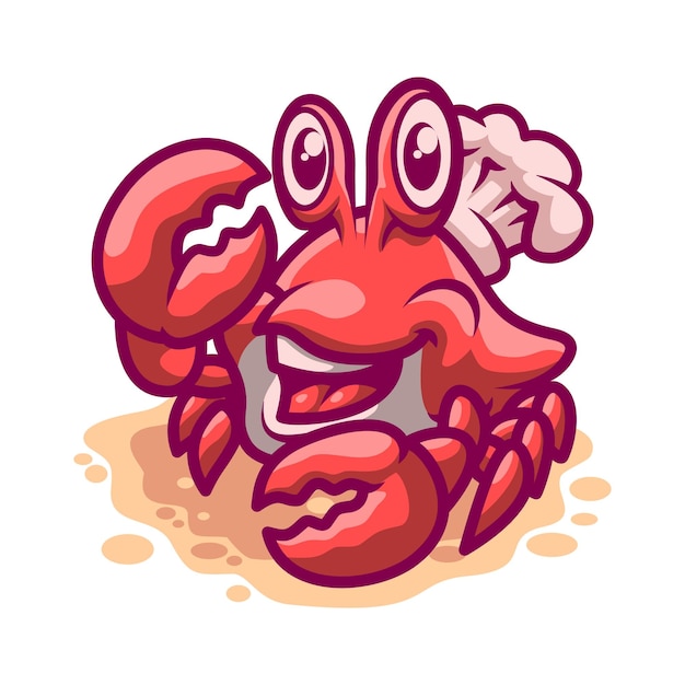 Ilustración vectorial de mascota de cangrejo lindo genial para su negocio de marca