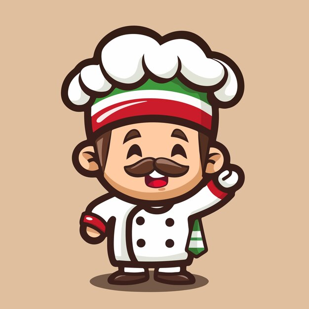 Ilustración vectorial de la mascota del chef feliz y lindo