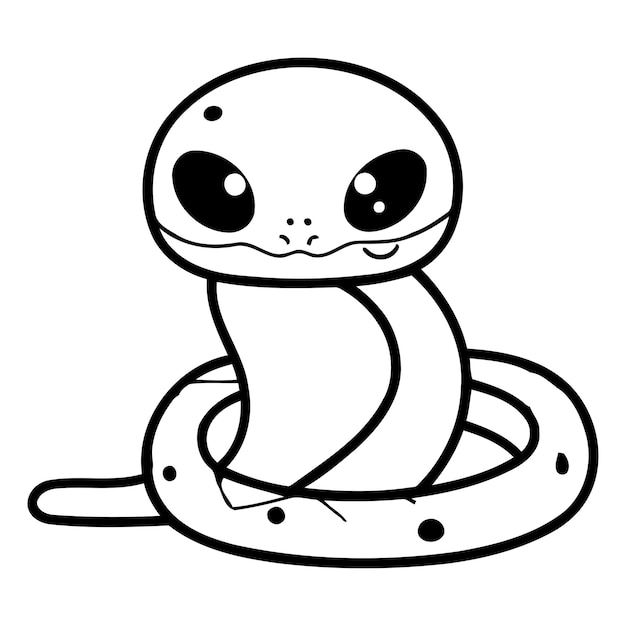 Ilustración vectorial de la mascota de dibujos animados de personajes de serpientes lindos aislados sobre un fondo blanco