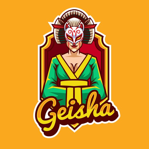 Ilustración vectorial de la mascota geisha para juegos y logotipo deportivo