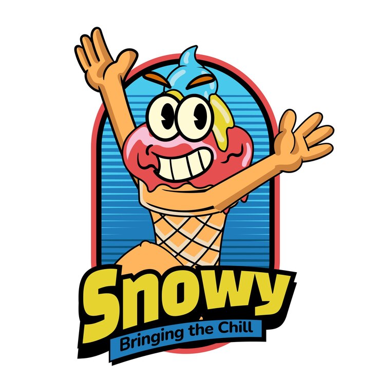Vector ilustración vectorial de la mascota del helado con ilustración de mascota retro disponible para la insignia del logotipo