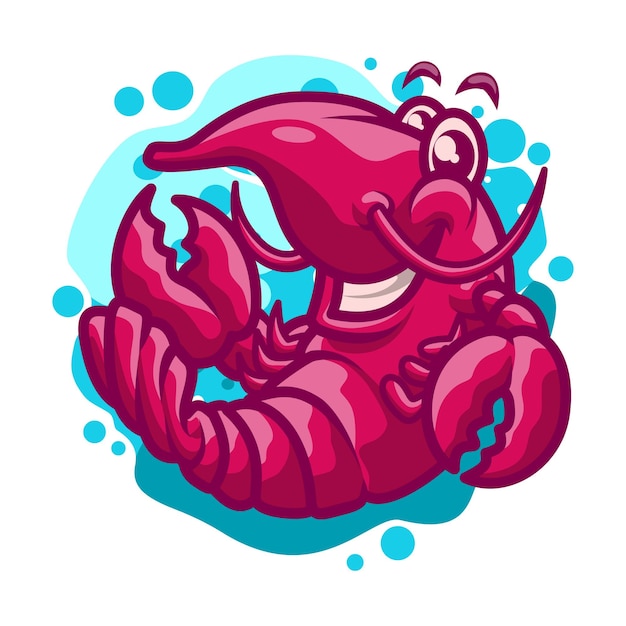 Ilustración vectorial de mascota de langosta linda genial para su negocio de marca