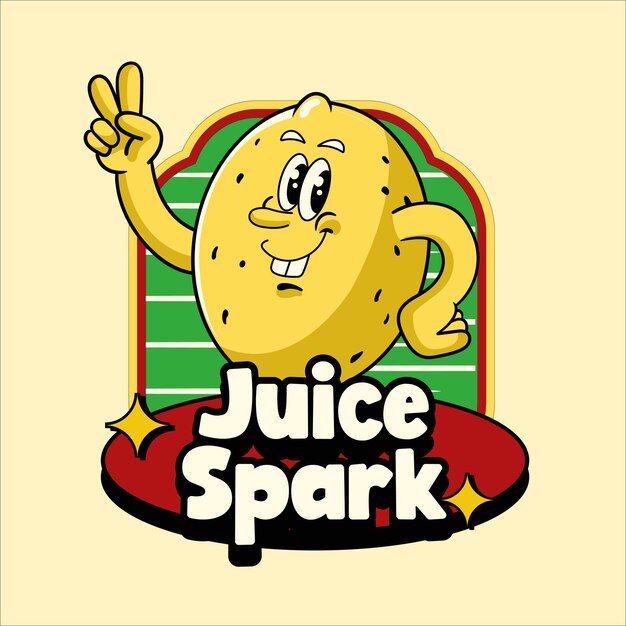 Ilustración vectorial de la mascota del limón con ilustración de la maskota retro disponible para la insignia del logotipo