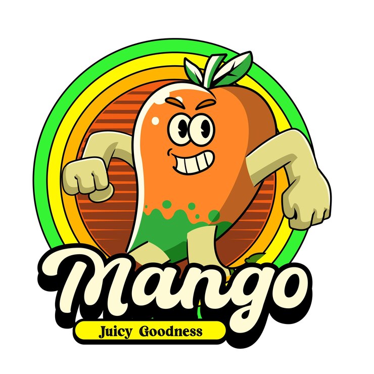Vector ilustración vectorial de la mascota del mango con ilustración de la mascota retro disponible para la insignia del logotipo