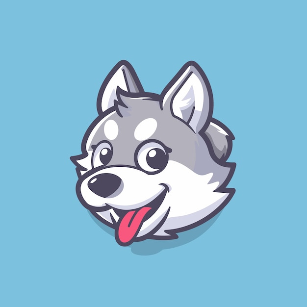 Vector ilustración vectorial de la mascota del perro husky de dibujos animados