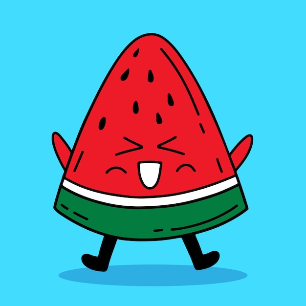 Ilustración vectorial de la mascota de la sandía linda