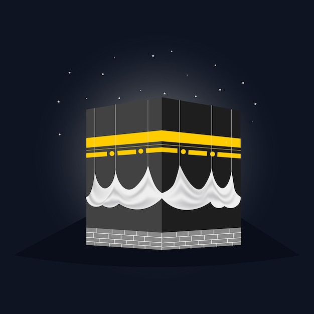Ilustración vectorial de La Meca con fondo negro