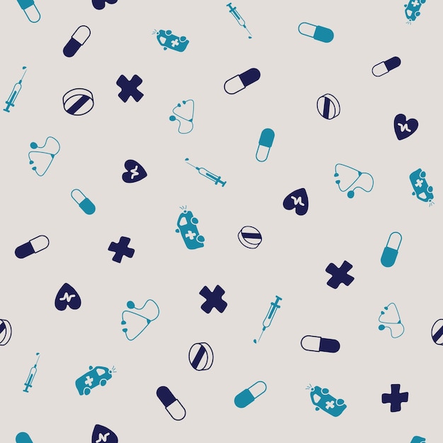 Ilustración vectorial médica Fondo de patrón sin costuras médico
