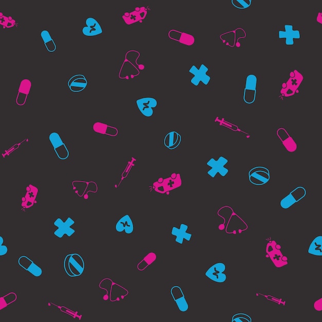 Ilustración vectorial médica Fondo de patrón sin costuras médico
