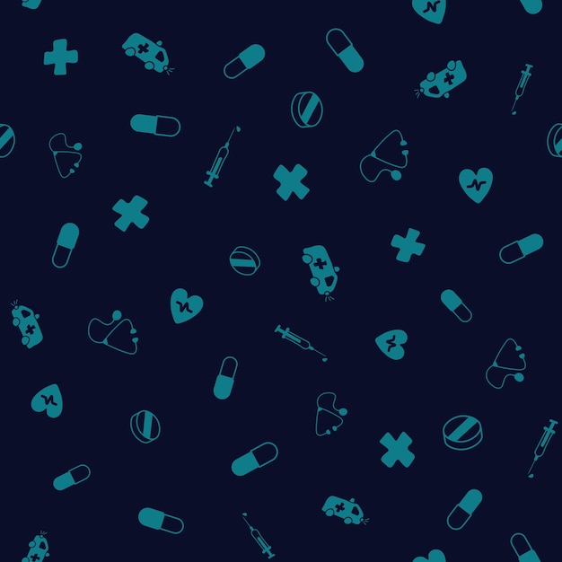 Ilustración vectorial médica Fondo de patrón sin costuras médico
