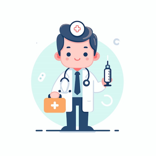 una ilustración vectorial de un médico sobre un fondo blanco