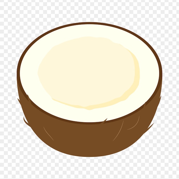 Ilustración vectorial de medio coco en un fondo transparente