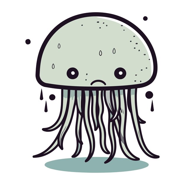 Ilustración vectorial de una medusa de dibujos animados