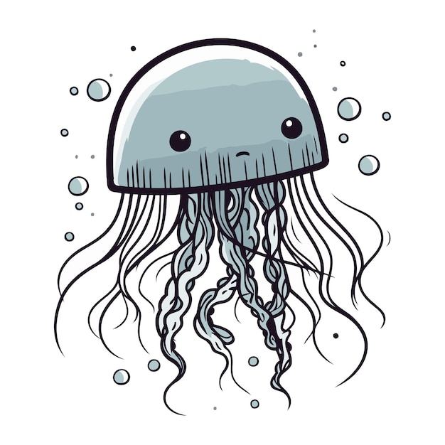 Vector ilustración vectorial de medusas estilo doodle dibujado a mano