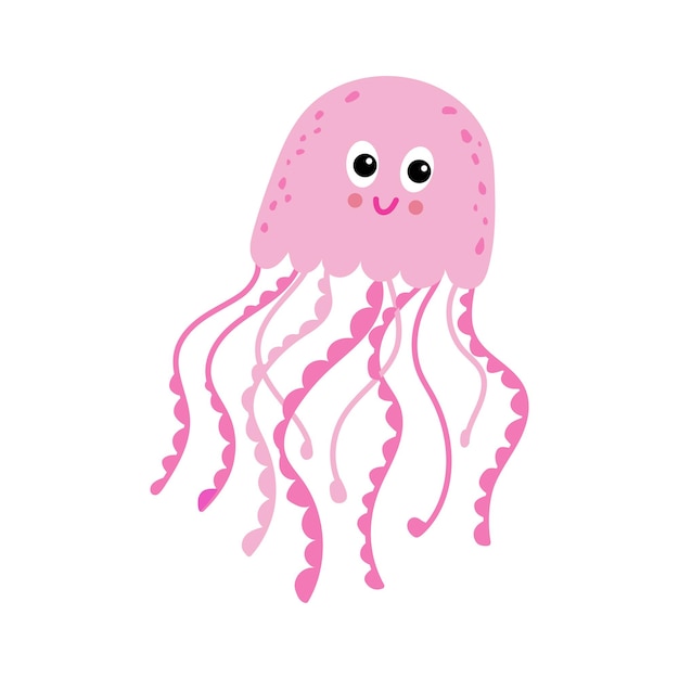 Ilustración vectorial de medusas personaje lindo